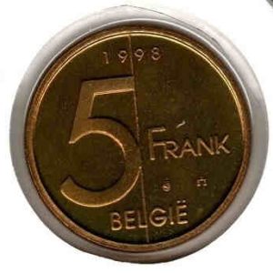 Belgium 5 Francs Belgie 1998