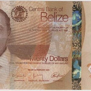 Belize 20 Dollars 2025