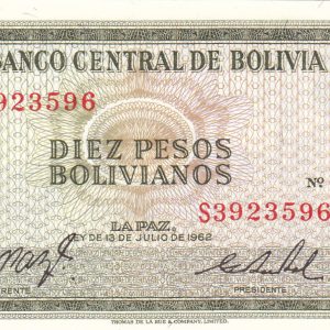 Bolivia 10 Pesos 1962