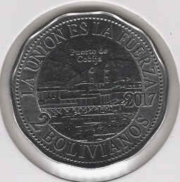 Bolivia 2 Bolivianos 2017 Puerto de Cobija