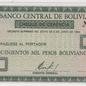 Bolivia 500.000 Pesos 1984