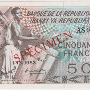 Burundi 50 Francs 2009 Specimen