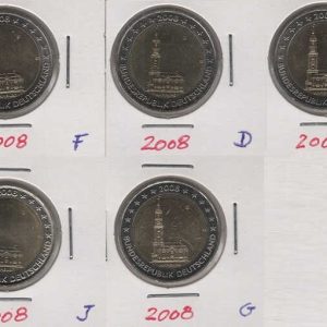 Germany 2 Euro 2008 Hamburg (Set 5 coins)