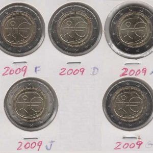 Germany 2 Euro 2009 - 10 Years Monetary Union (Set 5 coins)