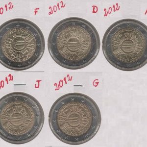 Germany 2 Euro 2012 - 10 Years Euro (Set 5 coins)