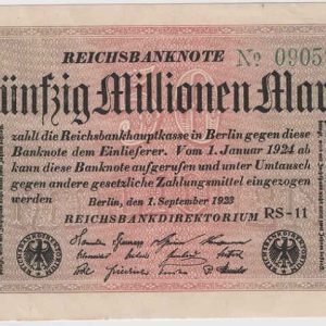 Germany 50 Million Marks 1923 (aUNC)