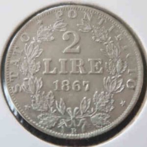 Italy Papal States 2 Lire 1867