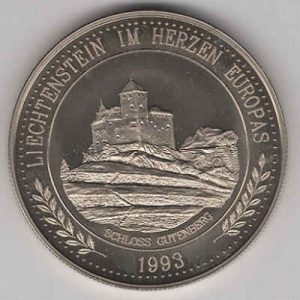 Liechtenstein 5 Ecu 1993 Gutenberg Castle