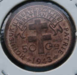Madagascar 50 Centimes 1943
