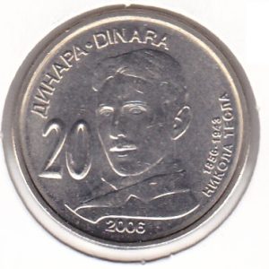 Serbia 20 Dinara 2006 Nikola Tesla