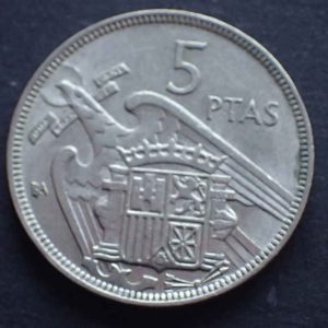 Spain 5 Pesetas 1957-BA Barcelona