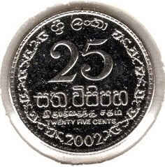 Sri Lanka 25 Cents 2002