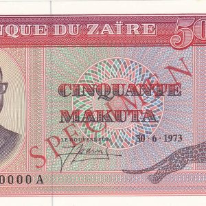 Zaire 50 Makuta 1973 Specimen