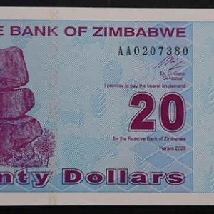 Zimbabwe 20 Dollars 2009